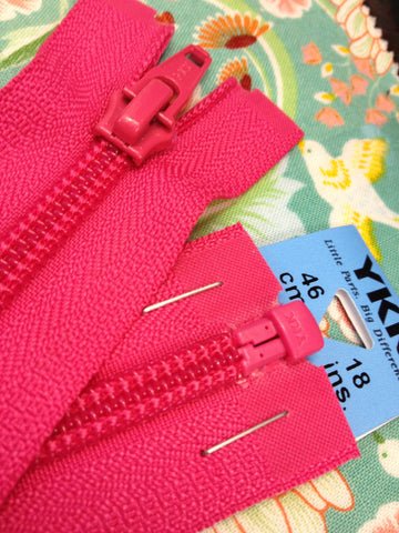 YKK Nylon Open End Zip 46cm 18inch: Shocking Pink (516)